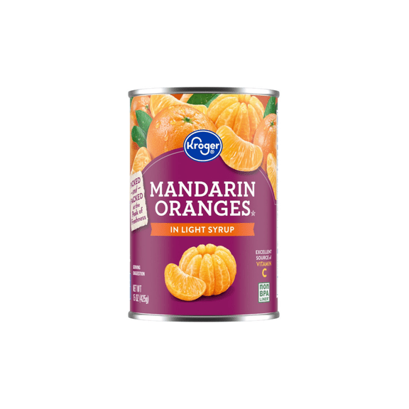 KR Canned Mandarin Oranges in Light Syrup Sweet Citrus Taste 15 oz