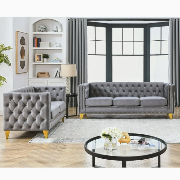 Newboti Furniture 3-seater & 2-seater Combination sofa.GREY VELVET 23365