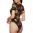 thumbnail image 3 of Haiem Colorful Tulips Women's Crew Neck Short Sleeve Bodysuit Tops Stretchy Slim Basic-X-Large, 3 of 9