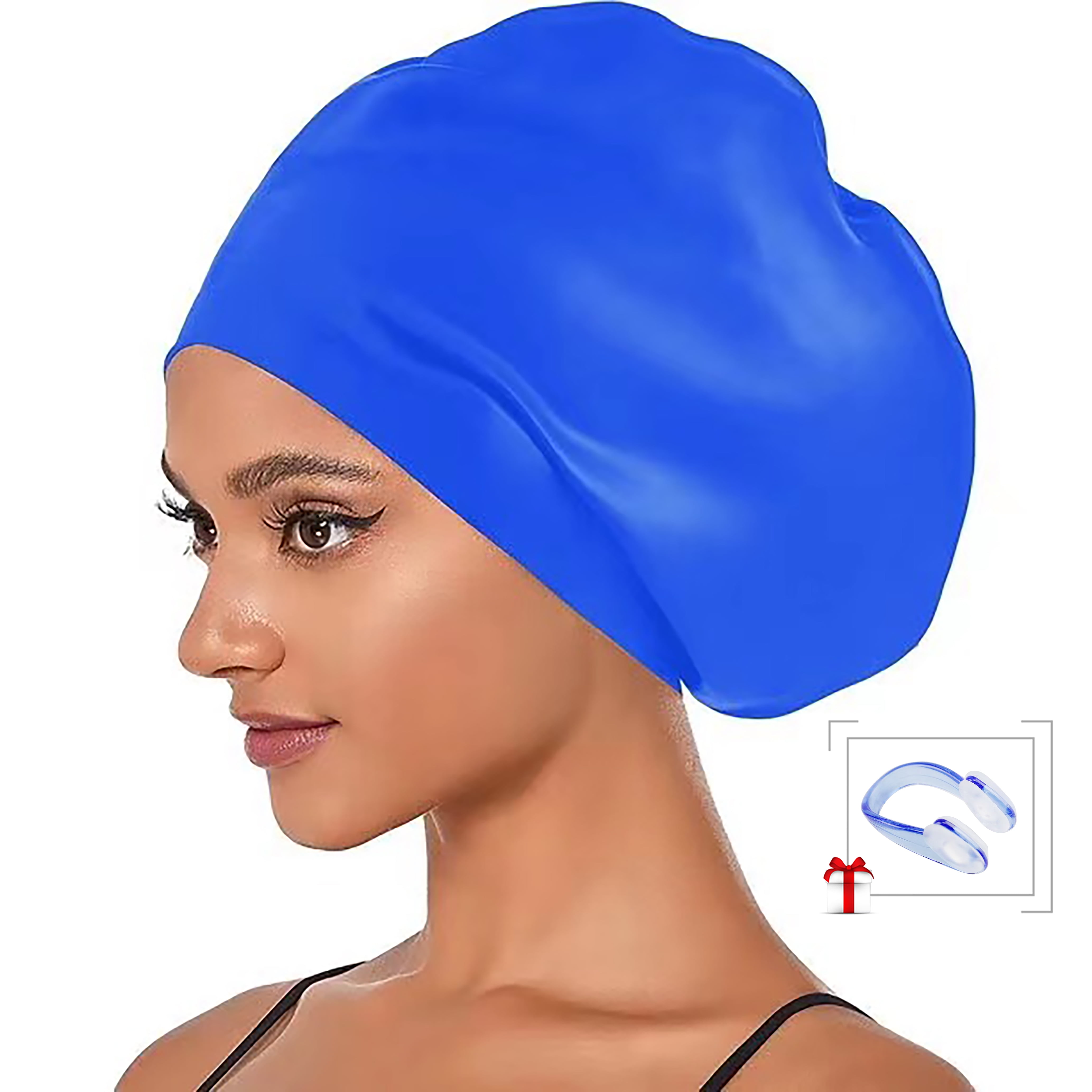 Large Swim Cap for Women Men, Waterproof Silicone Swimming Caps Ideal
