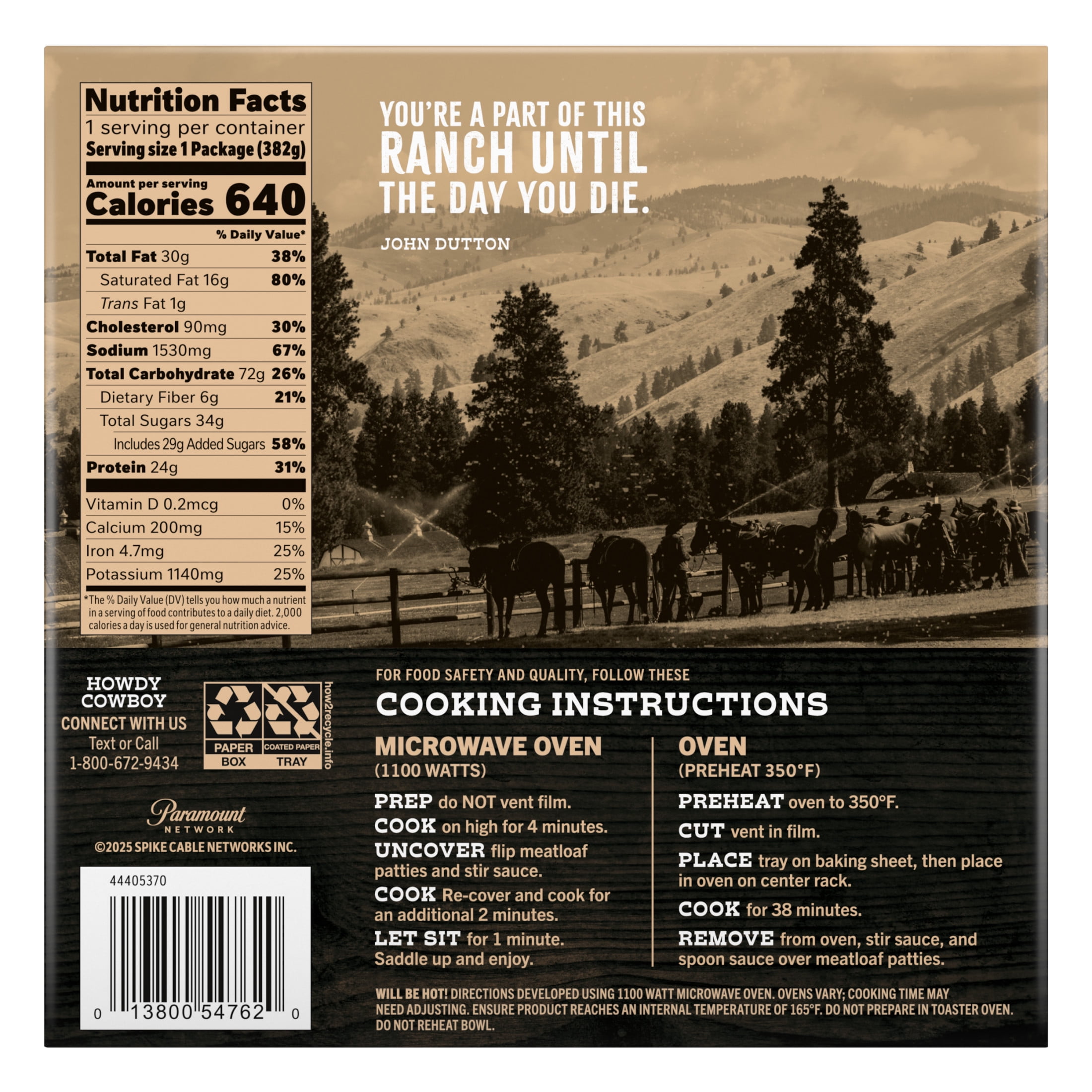 Yellowstone BBQ Meatloaf and Mashed Potatoes Frozen Meals for One, Protein Dinner, 13.5 oz (Frozen)