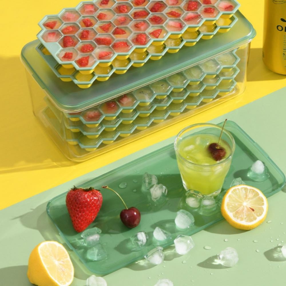 AAOMASSR Ice Cube Tray With Lid and Bin Silicone Ice Tray Flexible Safe Ice  Cube Molds Comes with Ice Container, Scoop and Cover Blue 