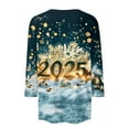 thumbnail image 5 of Ladies Tops And Blouses New Years Outfits Women Casual 3/4 Sleeve Round Neck 2025 New Year Printed Graphic Plus Size Tops Womens Tops, 5 of 5