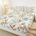 thumbnail image 3 of Manfei Female Men Gradient Leaves 4 Pieces Queen Sheet Sets,Vintage Aesthetics Ultra Soft Flat Sheet,Botanical Plants Queen Fitted Sheet,Ultra Soft Home Decor, 3 of 7