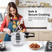 SHegdu Pressure Cooker Pot Aluminum Alloy Stovetop Canner with Steamer Plate Release Valve Magnetic Composite Base Scald-resistant Handles for Gas and Electric Cooktops (5L)