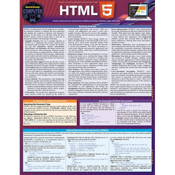 HTML 5 : a QuickStudy Laminated Reference Guide (Edition 2) (Other)