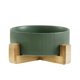 thumbnail image 1 of Verde: cuencos de cerámica para perros con soporte de madera, cuencos de agua y plato de comida para perros, cuencos de comida para perros pesados, 1 of 1