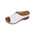 thumbnail image 5 of Xucatan Spring Summer Slide Sandals for Women, Woven Faux Leather Toe Strap, Stable Wedge Heel Footwear Gift, 5 of 9