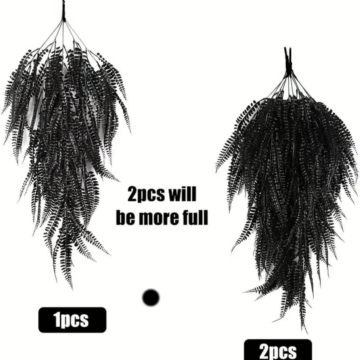 Morttic 2Pack Artificial Black Boston Fern Plants Vines Fake Hanging Rattan Plant for Autumn Thanksgiving Indoor Outdoor Home Decoration
