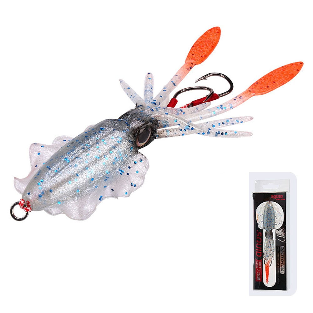 GRIMPEX 15Cm/55.6G Squid Trap Fishing Lures Soft Rigged Luminous/Uv Jig Trolling Lures A1066