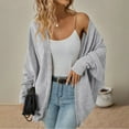 thumbnail image 4 of zaveiop Womens Fall Clothes Clearance Sale Open Front Knit Cardigan Long Batwing Sleeve Oversized Sweater Casual Waffle Cable Boho Pockets Coat Sweaters (Grey, XL), 4 of 5