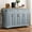 Grey Blue, variant on 54-inch Large Kitchen Island with Rubber Wood Drop Leaf, Rolling Kitchen Cart on 4 Wheels with 4 Doors and 3 Drawers for Dining Room