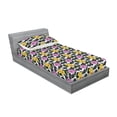 thumbnail image 2 of Floral Fitted Sheet & Pillow Sham Set, Hawaiian Hibiscus Flowers of Tropical Island Blossom on Retro Dots, Decorative Printed 2 Piece Bedding Decor, Twinxl, Pale Purple Mustard and Grey, by Ambesonne, 2 of 2