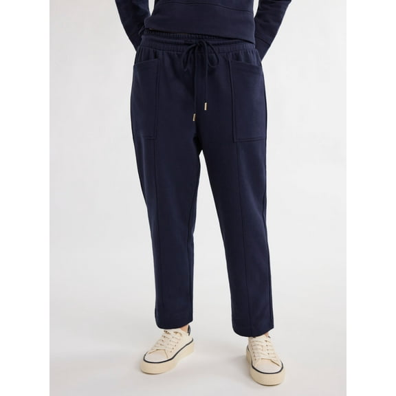 Free Assembly Women's French Terry Cloth Sweatpants with Patch Pockets, 24.5" Inseam, Sizes XS-XXL