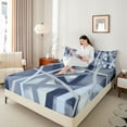 thumbnail image 4 of Castle Fairy Gradient Stripes Twin Sheet Sets,Abstract Watercolor Lines Bedding, 4 of 7