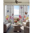 thumbnail image 6 of Tulips Spring Floral Blackout Curtains for Bedroom Living Room Darkening Curtains 63 Inches Long Pastoral Flowers Butterfly Wooden Window Curtain 2 Panels Set Window Treatment Grommet Drapes 52"x63", 6 of 9