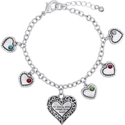 "Quick Ship Gift" - Personalized Sandra Magsamen's Mother Birthstone Silver-Tone Bracelet