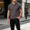 thumbnail image 6 of Men'S Solid Color Henley Neck Short Sleeve T Shirt Lightweight Breathable Casual Tops For Summer Daily Wear And Commute,Coffee,L, 6 of 6
