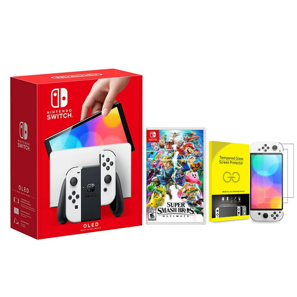 Newest Nintendo Switch (OLED Model) White Joy Con 64GB Console With Super Smash Ultimate And Screen Protector - Walmart.com