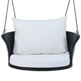 thumbnail image 3 of 33.8 Inch Single Casual Hanging Chair, Wicker Swing Chair with Soft Backrest, Porch Swing with Rope and Thick Cushion for Garden, Backyard, Balcony, 3 of 7