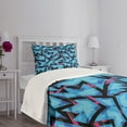 thumbnail image 5 of Ambesonne Grungy Quilted Bedspread Set 2 Pcs, Trippy Neon, Twin Size, Sky Blue Black Pink, 5 of 6
