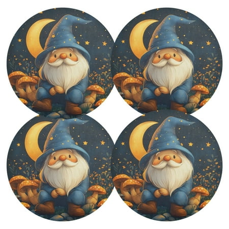 

Ryvnso Christmas Gnome Mushroom Round Plate Mats Dining Table Placemat Set of 4 for Holiday Decoration