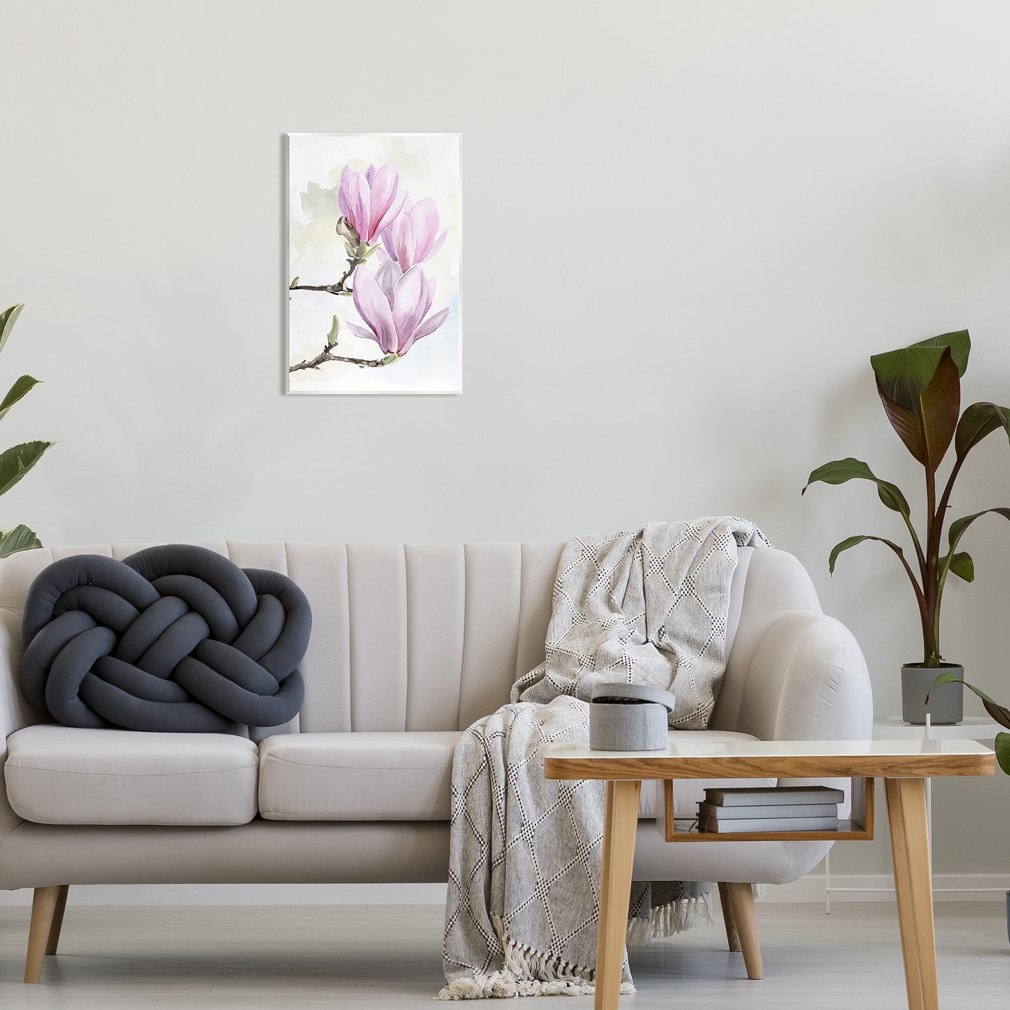 Stupell Pink Magnolia Flower Blooms Botanical & Floral Painting Wall Plaque Unframed Art Print Wall Art