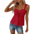 thumbnail image 3 of Babysbule Women's Eyelet Embroidered Sleeveless Tank Top Bow Tie Front Wide Strap Peplum Casual Blouse for Summer Dating Daily Wear Vacation, 3 of 7