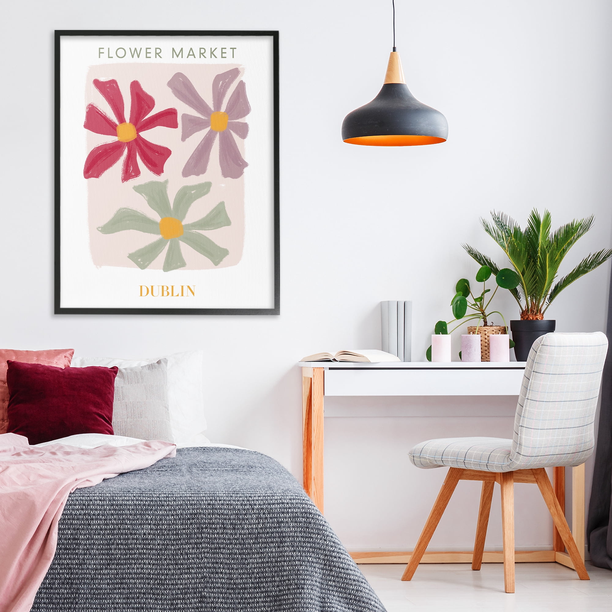 Stupell Industries Muted Dublin Flower Market Black Framed Giclee Art, design by Lucille Price