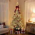 thumbnail image 3 of Northlight Real Touch™️ Pre-Lit Slim Flocked Nordmann Fir Artificial Christmas Tree - 6.5' - Warm, 3 of 9