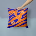 thumbnail image 2 of Letter Y Initial  Tiger Stripe Blue and Orange Fabric Decorative Pillow, 2 of 4