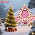 thumbnail image 4 of Elegant Metal Hanging Christmas Tree Wind Spinner - Layered Floral Design with White & Pink Flowers Perfect for Garden Decor, 4 of 7