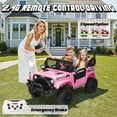 thumbnail image 4 of Joyracer 4WD 24V Ride On Car Truck with Remote Control, 2 Seater 800W 9AH Powered Ride on Electric Truck Car, Bluetooth MP3 Music, 4 Wheels Suspension, 3 Speeds, Pink, 4 of 9