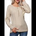 thumbnail image 1 of Suéter de Gran Tamaño de los Años 90, Suéter de Punto Vintage para Mujer, Jersey de Larga con Cuello Redondo y Punto Albaricoque M, 1 of 10
