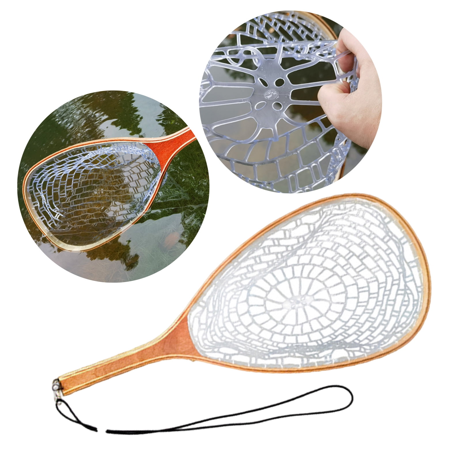 Light Weight Fish Net Frame Fly Fishing Landing Net with Soft Rubber Meshes for Catching and Release Easy to Use