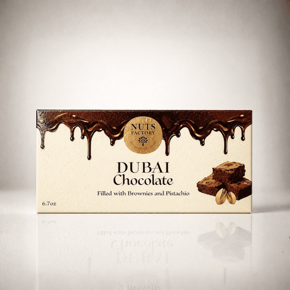 Nuts Factory Dubai Style Brownie Chocolate Bars with Real Brownie Pieces & Pistachio Filling, Pack of 2 Large Bars – #1 Ranked Dubai Chocolate Bars in the World by CNBC