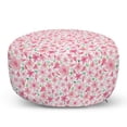 thumbnail image 1 of Cherry Blossom Pouf Cover with Zipper, Mingled Cartoon Style Design of Bloomed Sakura Flowers and Buds, Soft Decorative Fabric Unstuffed Case, 30" W X 17.3" L, Pink Rose and Green, by Ambesonne, 1 of 5