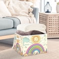thumbnail image 3 of Yayeee Collapsible Cube Storage Bin with Lid Fabric Closet Decorative Basket with Handles, Beige Rainbow, 3 of 7