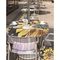 thumbnail image 5 of nqOlkjepod Sunflower Bee Outdoor Tablecloth with Umbrella Hole & Zipper, Black Yellow Farm Flower Spring Summer Round Table Cover 54 Inch, Dining Waterproof Table Cloth Protector for Patio/Party, 5 of 7