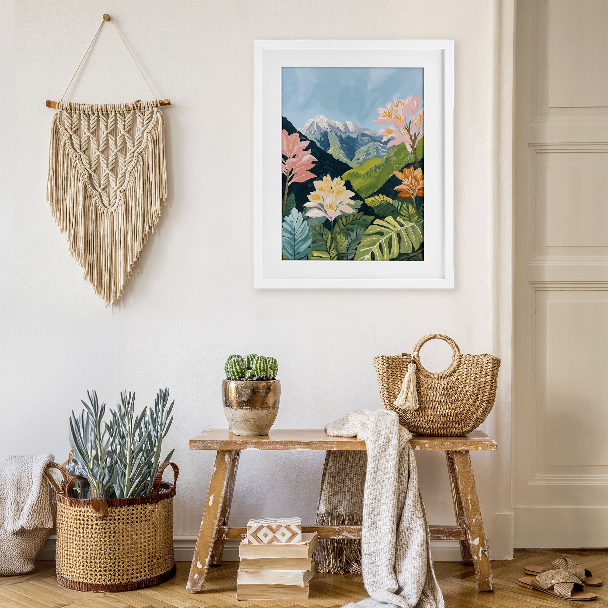 Stupell Industries Tropical Mountain Landscape White Framed Print Under Glass, design by The Prints Vibe