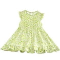 thumbnail image 2 of Nmnitkp Girl Dresses Summer Hawaiian Print Short Sleeve Round-Neck Leisure Sports Beach Long Skirt for Kids Multicolor,8-9Years, 2 of 3