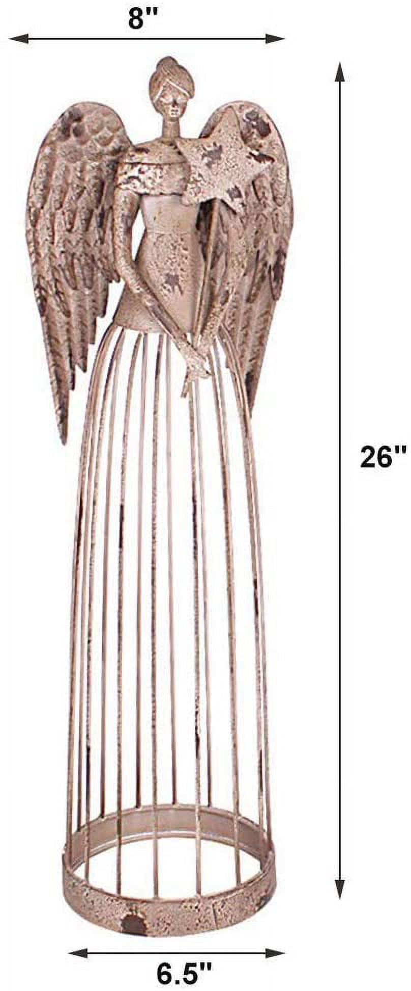 Antiqued Metal Garden Angel Statue Patio Lawn Yard Indoor Outdoor Decorations Christmas(25.5")
