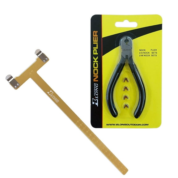 Nocking Plier Sets with 4 String Nock Points, Archery Bow Square T Shape Measurement for Recurve Bow Compound Bow Gold