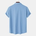 thumbnail image 4 of Patlollav Mens Shirt Casual Solid Buttons Beach Double Pocket Turndown Short Sleeve Blouse Tops, 4 of 6