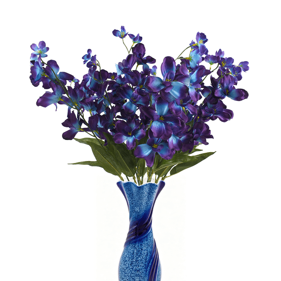 Hagao Purple Blue Artificial Orchid Stems, 12 Pieces, Silk Faux Flowers for Wedding Bouquets and Home Decor