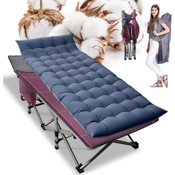 Camping Cot for Adults, 28 in Wide Folding Bed with Mattress