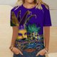 thumbnail image 1 of Fiudx Camisas de Mujer Camiseta Informal de Manga Corta con Cuello Redondo y Estampado de Carnaval a La Moda para Mujer, 1 of 3