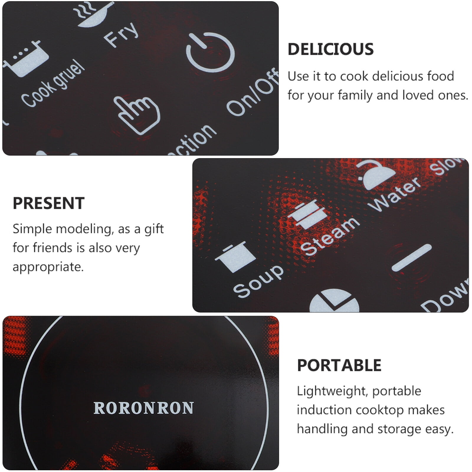 Portable Induction Cooktop,1000W Induction Cooker with LCD , Induction Cooktop Burner Child Safety Lock & Timer