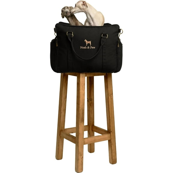 NOAH & PAW Dog Car Seat Carrier, Small Dog Car Seat for Small Medium Pets with Harness Clip, 4x Safety Feature, Booster Travel Bed, Waterproof Washable, Orthopedic Foam Filling, Canvas Collection