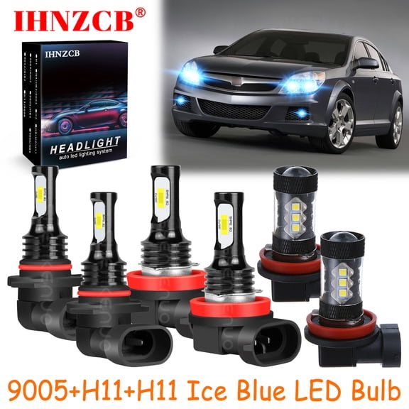IHNZCB 9005 H11 H11 for Saturn Aura Sedan 2007-2009 Ice Blue Led Headlights Bulb High Low Beam Fog Light,HKL,Y06